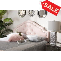 Baxton Studio BBT6564-Light Pink-HB-King Cora Modern and Contemporary Light Pink Velvet Fabric Upholstered King Size Headboard